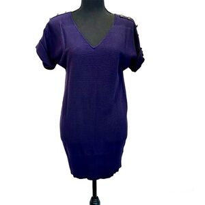 CLEO dark purple short sleeve V-neck knit sweater sz XS